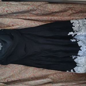 Black Sz.12 strapless bicé dress with gorgeous white design across bottom